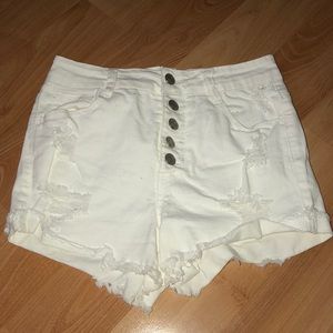 White jean shorts